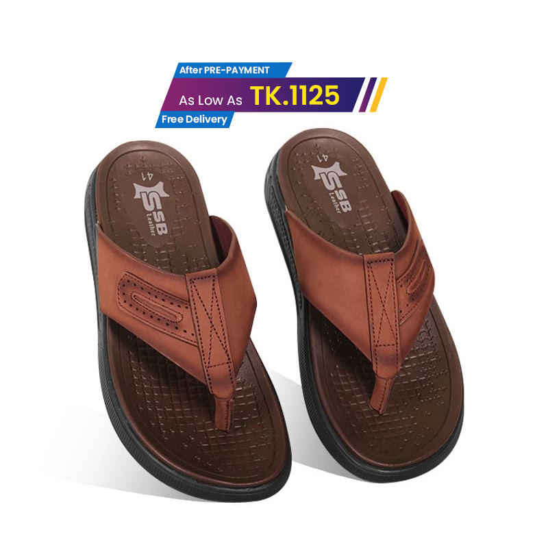 Brown Comfort Leather Sandal For Men SB-S1004