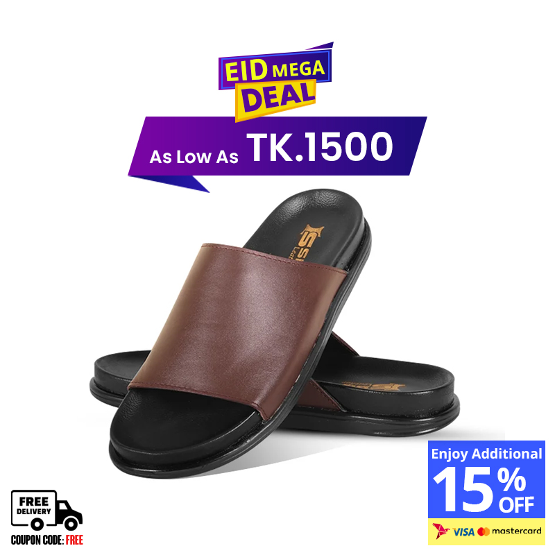 Chocolate Leather Slide Sandal For Men SB-S1101