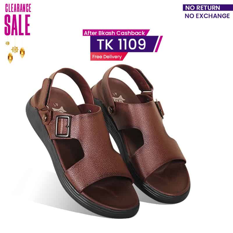 Rich Brown Leather Adjustable Strap Casual Sandal For Men SB-S795