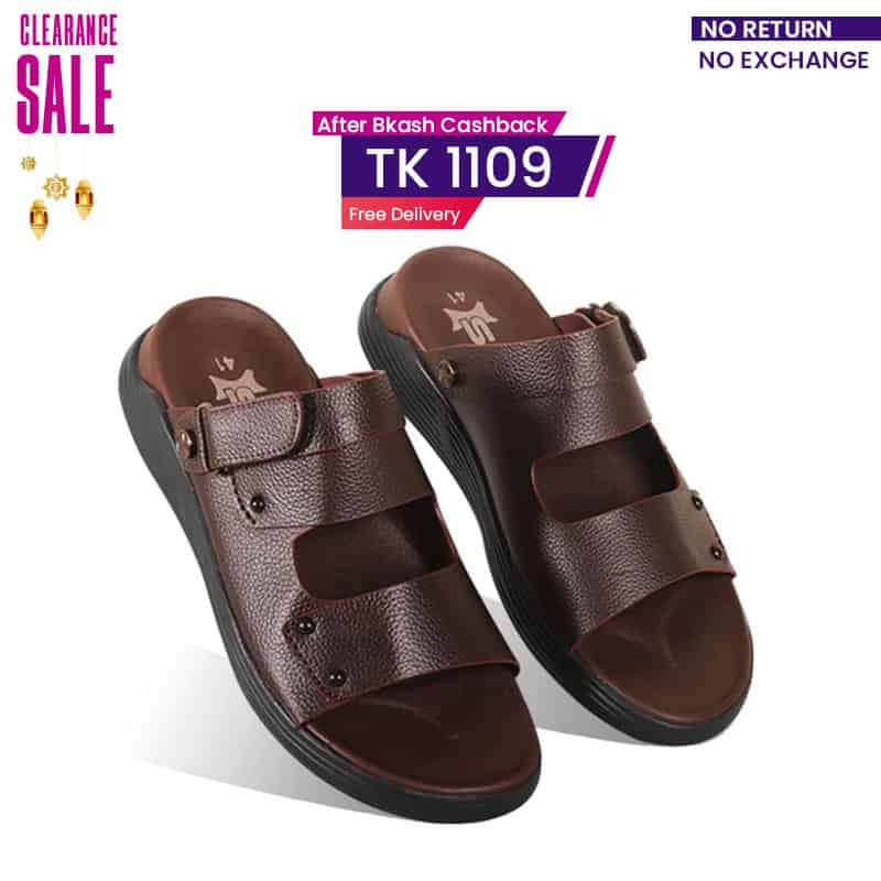 Chocolate Leather Adjustable Strap Casual Sandal For Men SB-S818