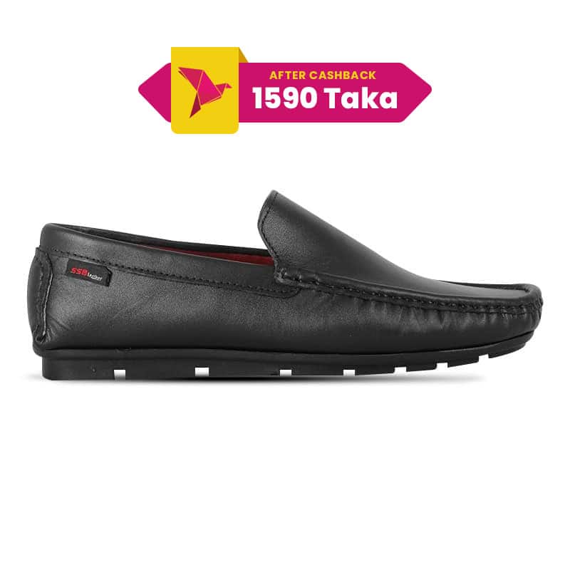 Classic Black Leather Loafer For Men SB-S988