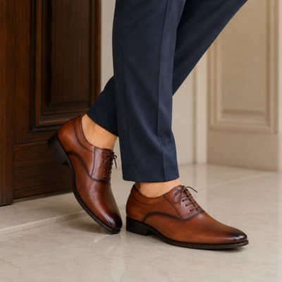 Brown Leather Oxford Shoes For Men SB-S993