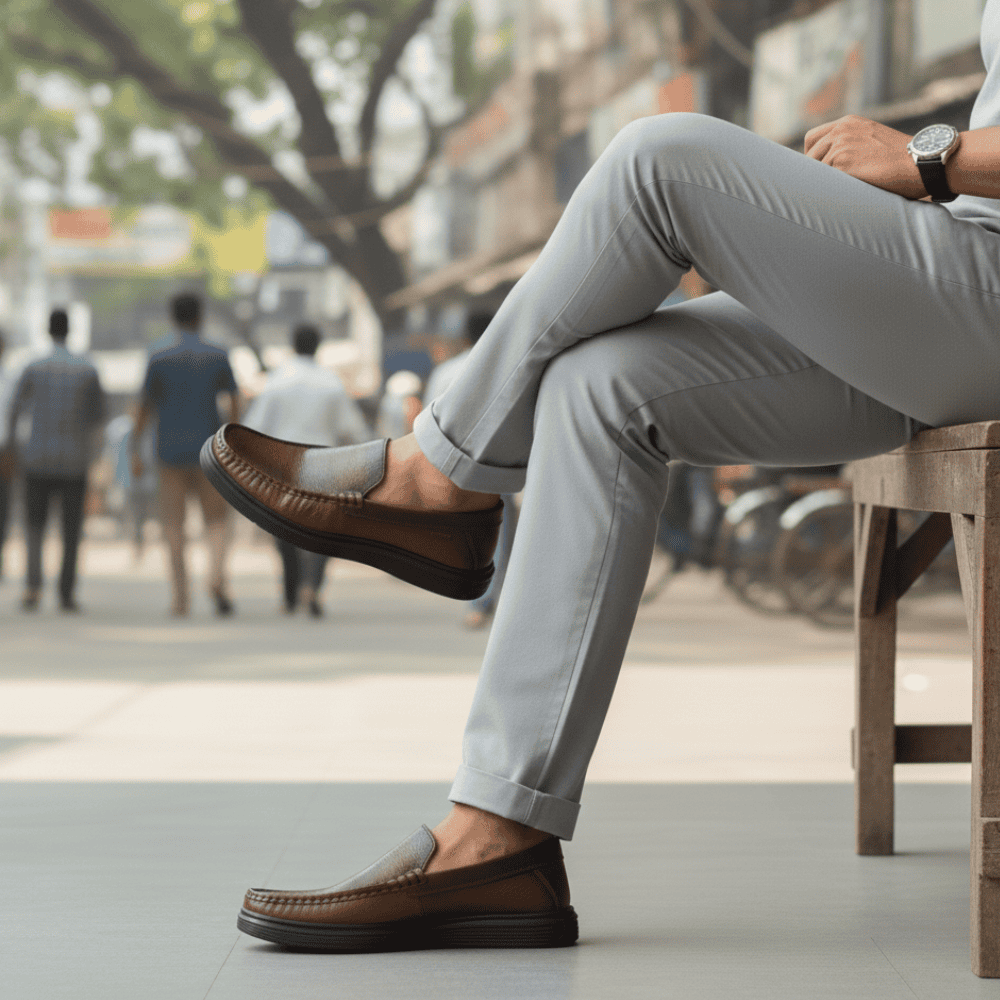 Antique Brown Leather Casual Shoes For Men SB-S998