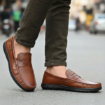 Cognac Brown Leather Casual Shoes For Men SB-S999