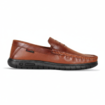 Cognac Brown Leather Casual Shoes For Men SB-S999