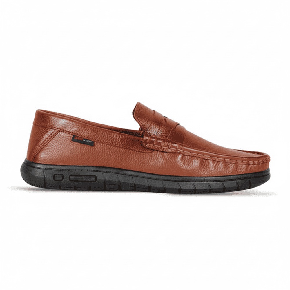 Cognac Brown Leather Casual Shoes For Men SB-S999