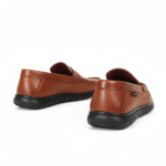 Cognac Brown Leather Casual Shoes For Men SB-S999