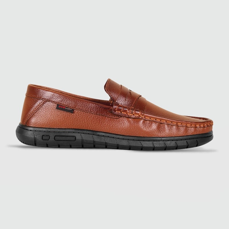 Cognac Brown Leather Casual Shoes For Men SB-S999