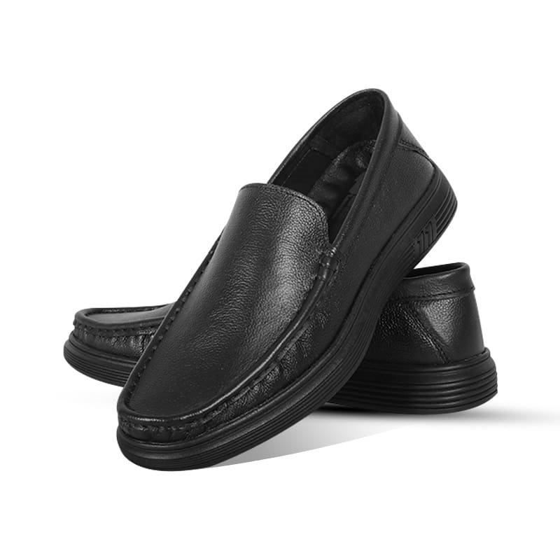 Black Leather Casual Shoes For Men SB-S1009