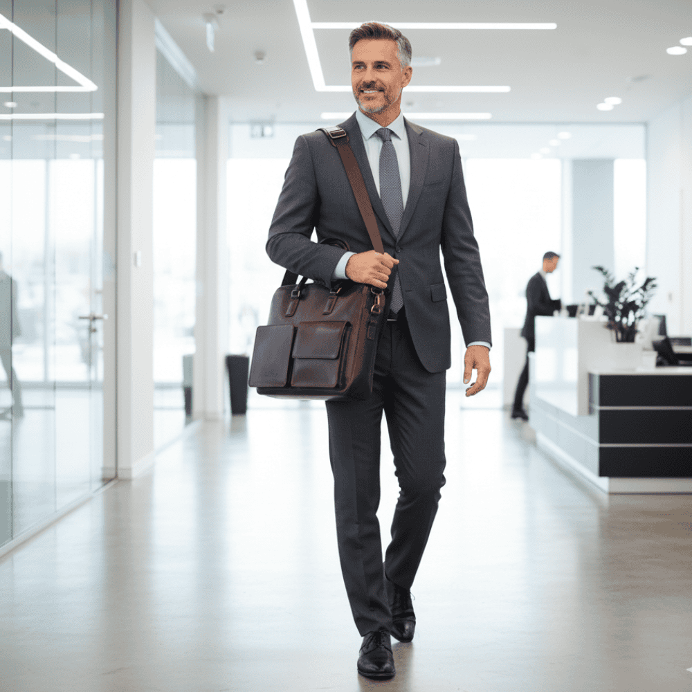 Chocolate Oil Pull Up Leather Executive Bag SB-LB501