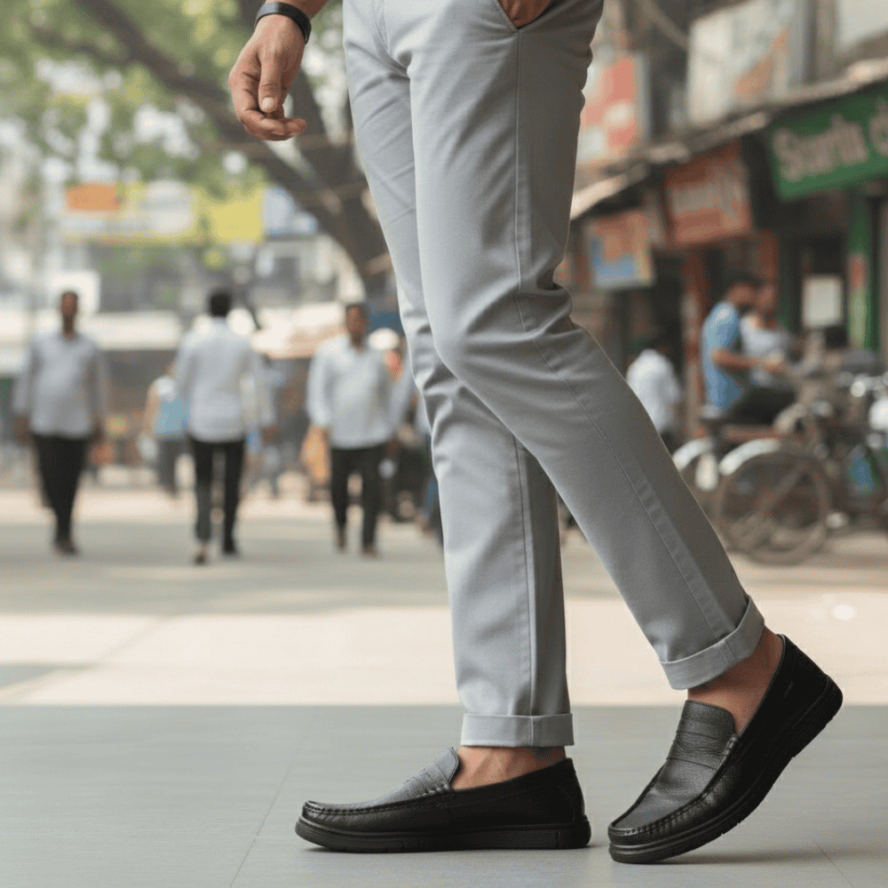 Black Leather Casual Shoes For Men SB-S1015