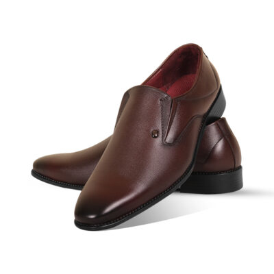 Chocolate Textured Leather Formal Shoes For Men SB-S1020