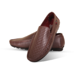 Chocolate Woven Textured Leather Loafer For Men SB-S976