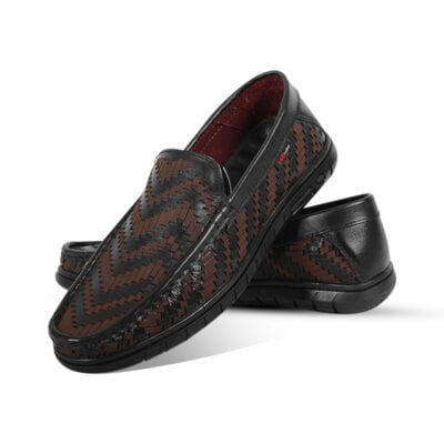Laser Cut Woven Design Leather Casual Shoes For Men SB-S1021