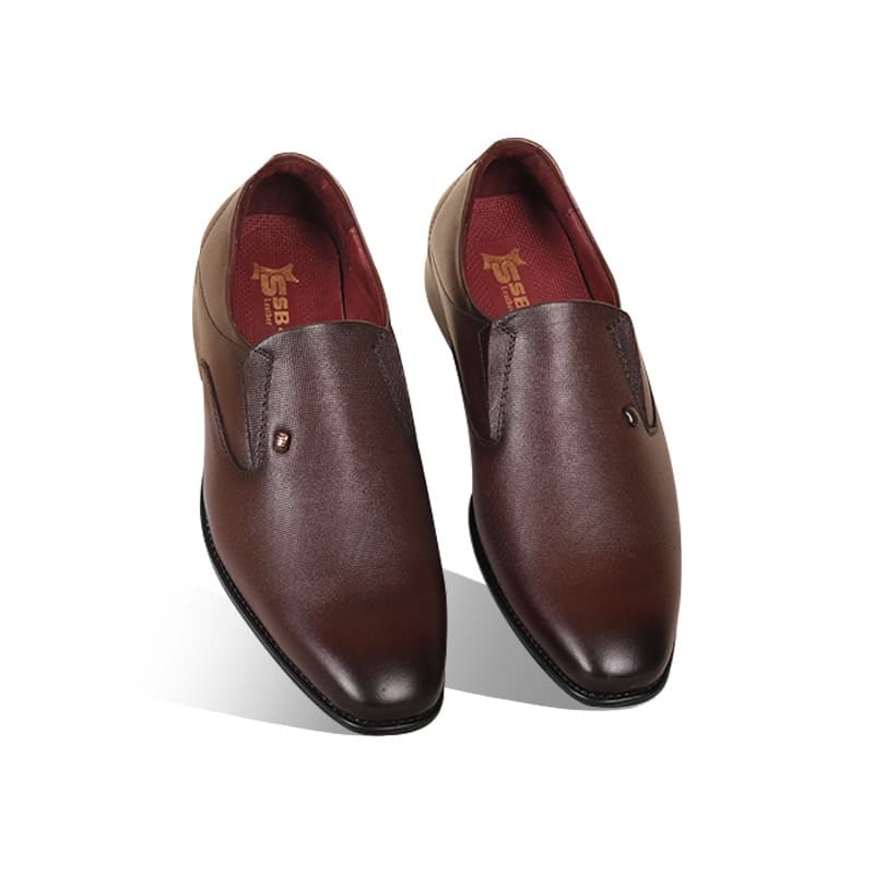 Chocolate Textured Leather Formal Shoes For Men SB-S1020
