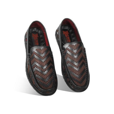 Laser Cut Woven Design Leather Casual Shoes For Men SB-S1021