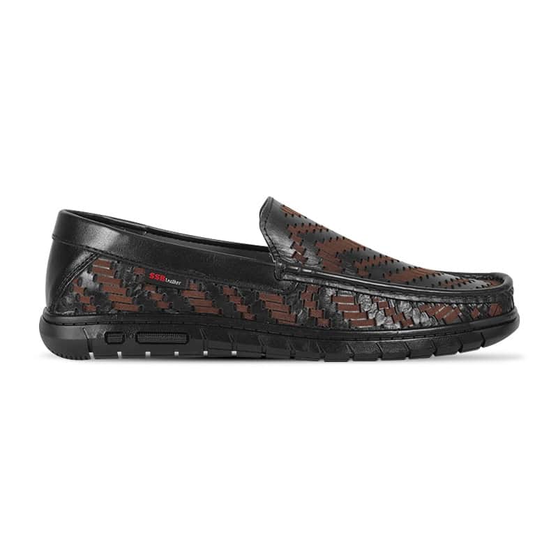 Laser Cut Woven Design Leather Casual Shoes For Men SB-S1021