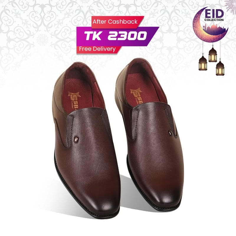 Chocolate Textured Leather Formal Shoes For Men SB-S1020