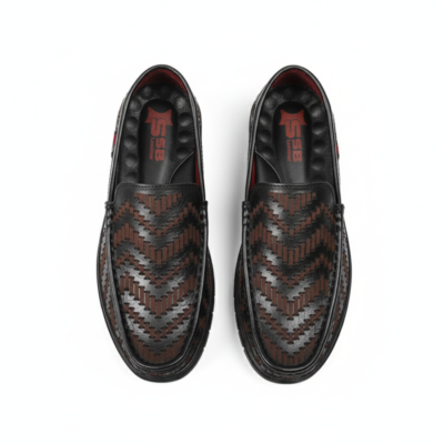 Laser Cut Woven Design Leather Casual Shoes For Men SB-S1021