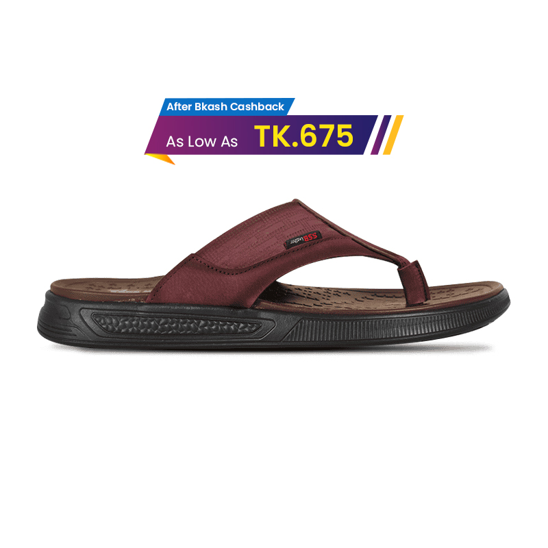 Maroon Comfort Leather Sandal For Men SB-S1007