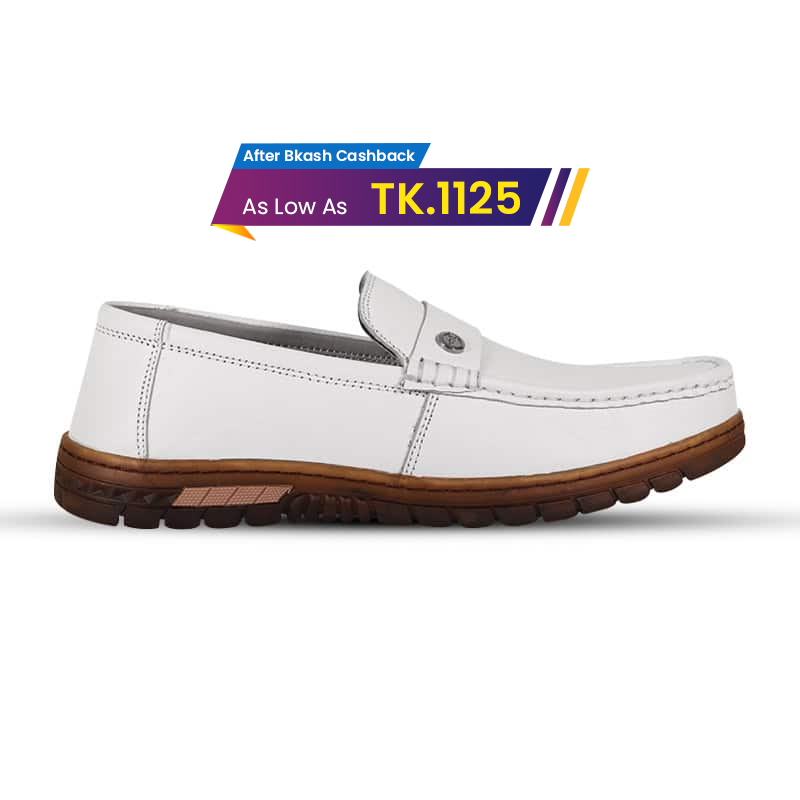 White Leather Casual Shoes For Men SB-S829