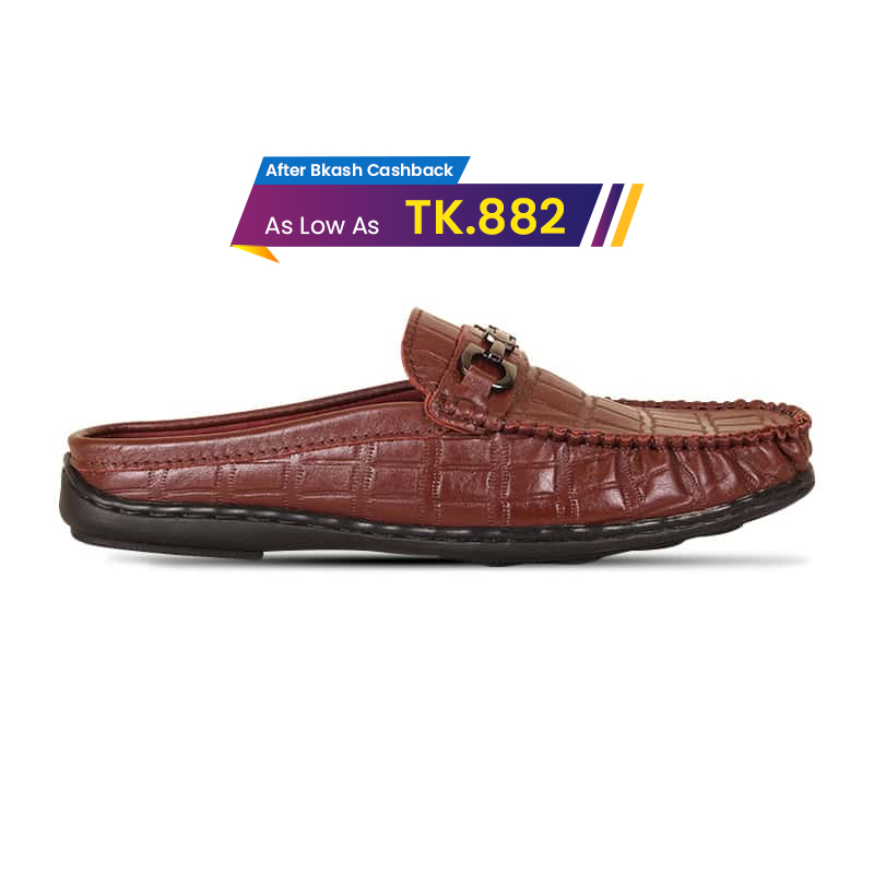 Brown Croco Pattern Leather Half Shoes For Men SB-S912