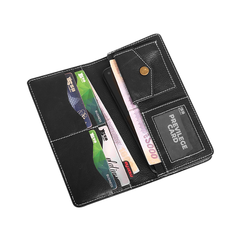 Handcrafted Maroon Streak Leather Long Wallet MFW04