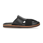 Black Dual-Texture Leather Slide Sandal For Men SB-S1061