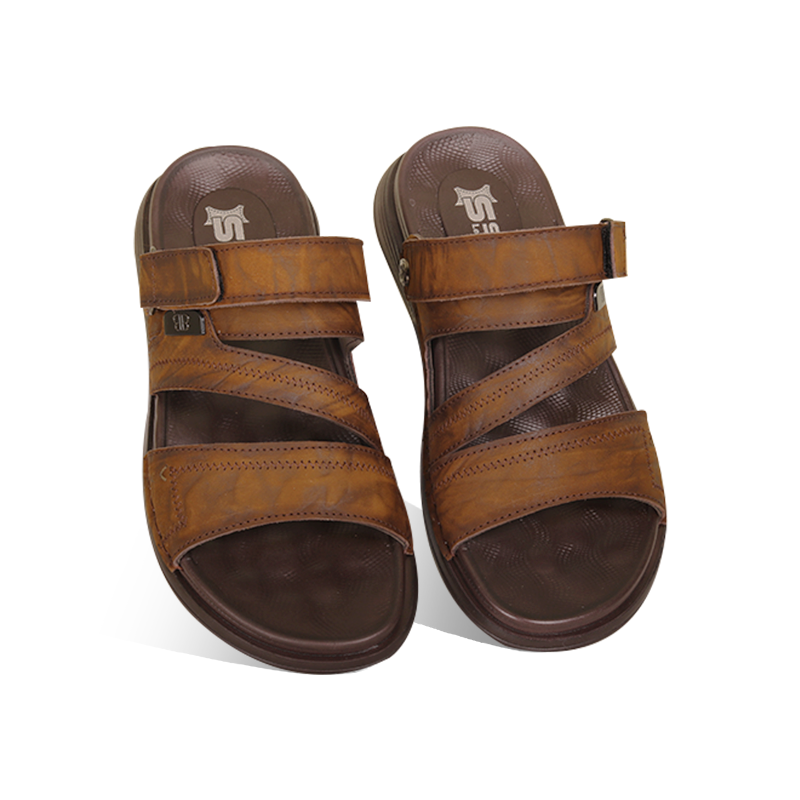 Textured Brown Comfort Sandal SB-S1067- Adjustable Straps