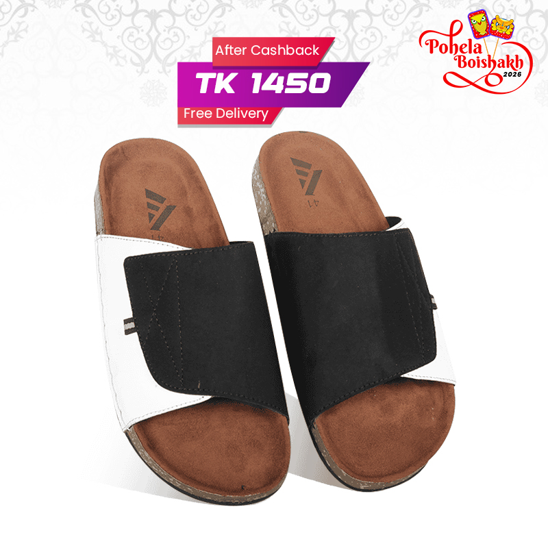 Black And White Suede Slide Sandal For Men MF21
