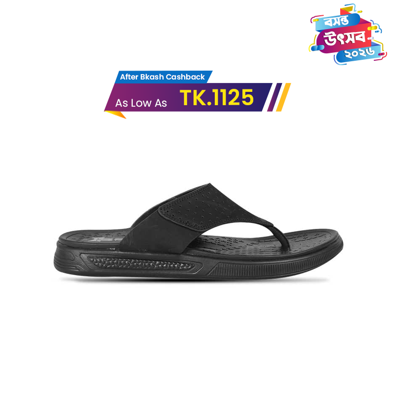 Black Comfort Leather Sandal For Men SB-S1005