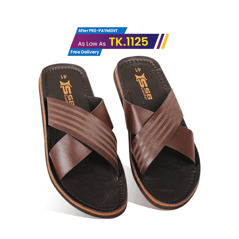 Cross-Strap Leather Sandal For Men SB-S1058