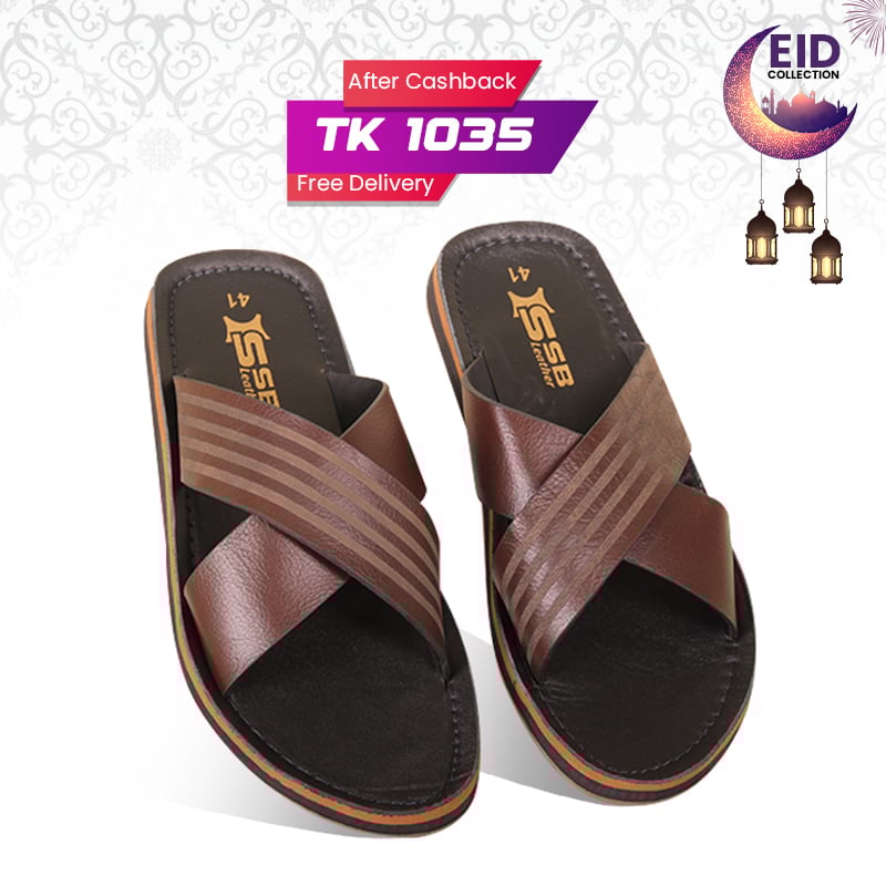 Cross-Strap Leather Sandal For Men SB-S1058