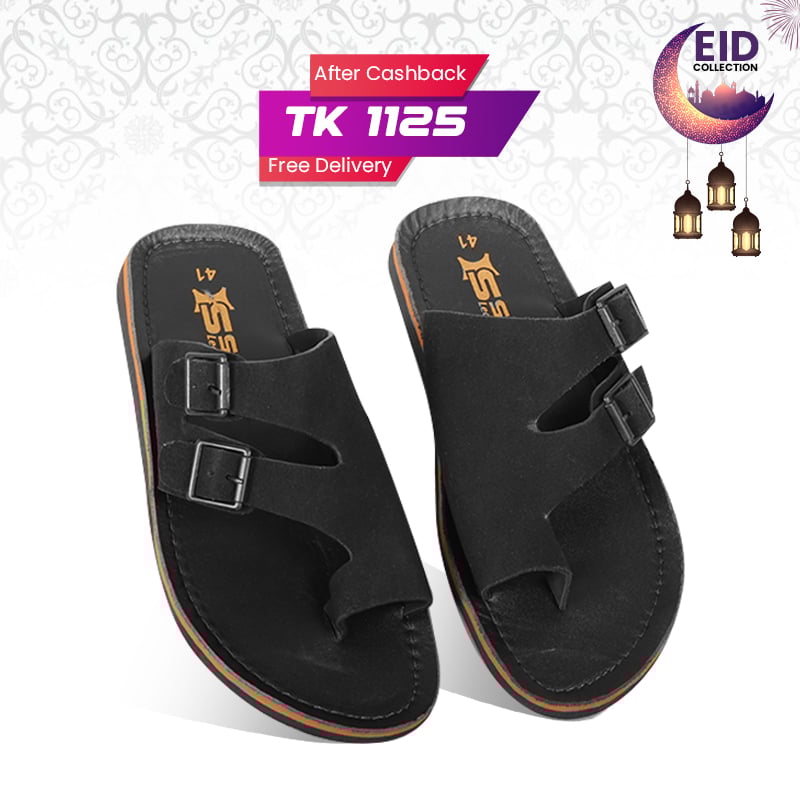Black Suede Leather Sandal For Men SB-S1059