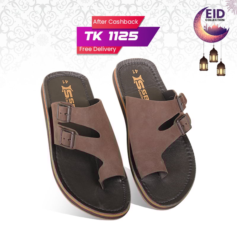 Chocolate Brown Suede Leather Sandal For Men SB-S1060