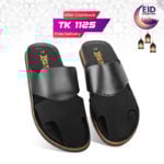 Black Dual-Texture Leather Slide Sandal For Men SB-S1061