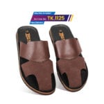 Chocolate Dual-Texture Leather Slide Sandal For Men SB-S1062
