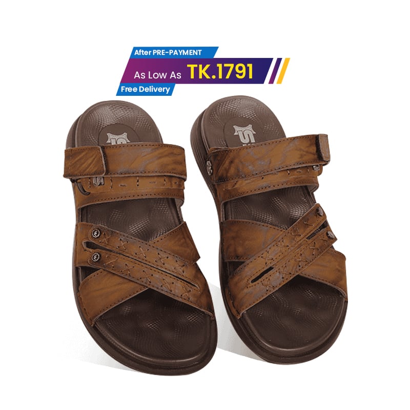Textured Brown Comfort Sandal SB-S1066- Adjustable Straps