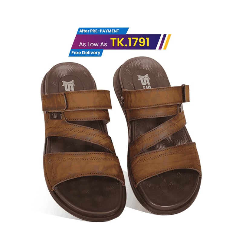 Textured Brown Comfort Sandal SB-S1067- Adjustable Straps