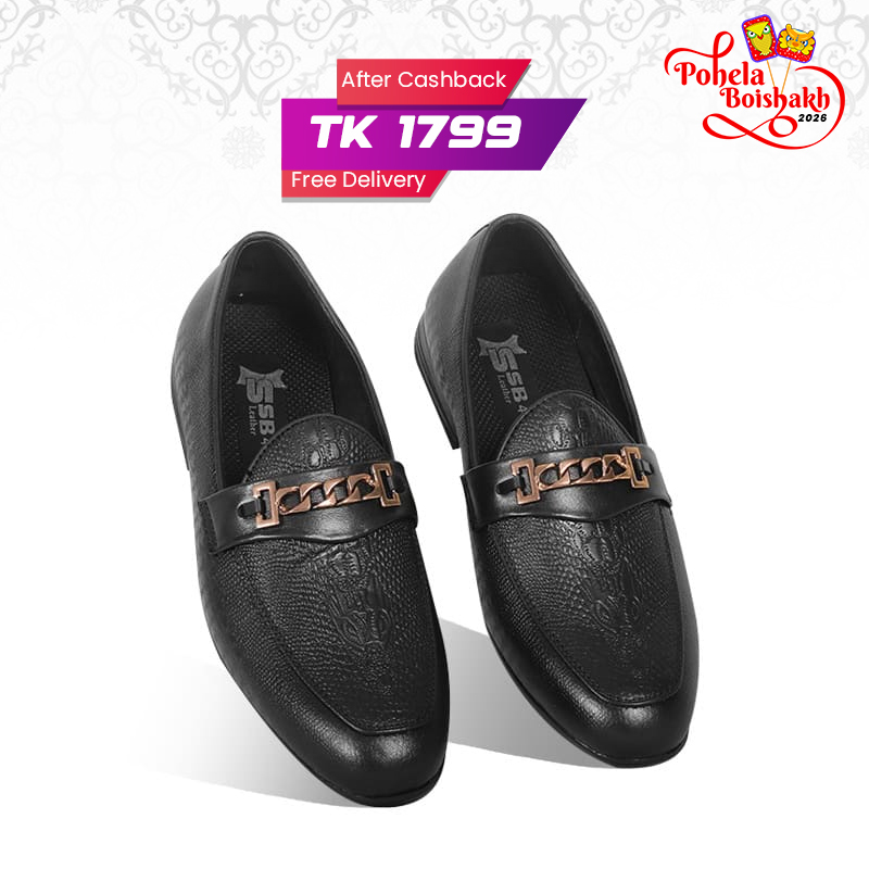 Classic Black Textured Leather Tassel Shoes For Men SB-S928