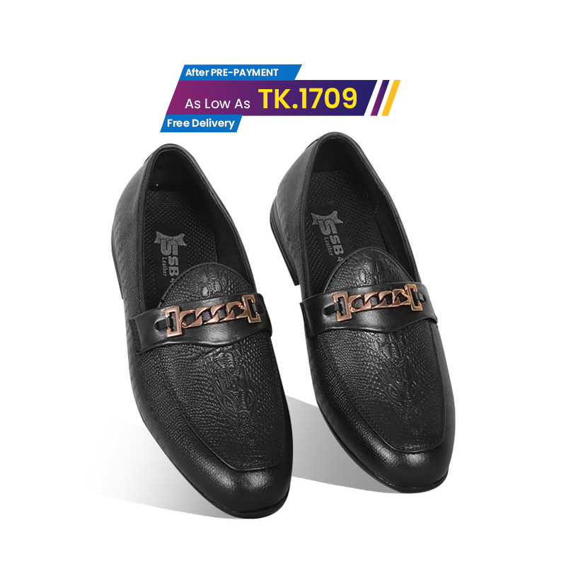 Classic Black Textured Leather Tassel Shoes For Men SB-S928