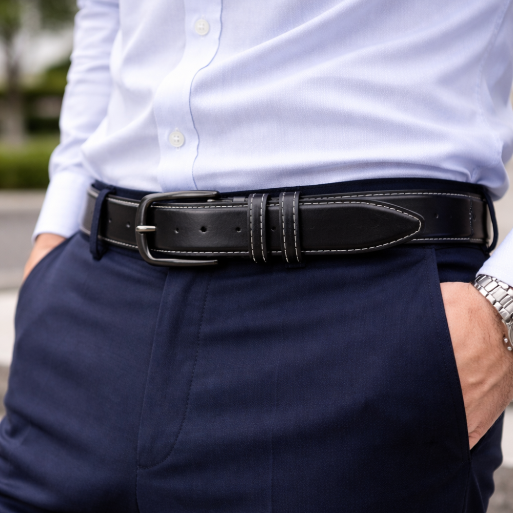 Classic Black Leather Belt For Men SB-B207