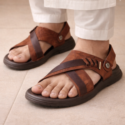 Nubuck Leather Crisscross Strap Sandal SB-S1053
