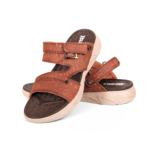 Textured Brown Leather Sandal For Men SB-S1046