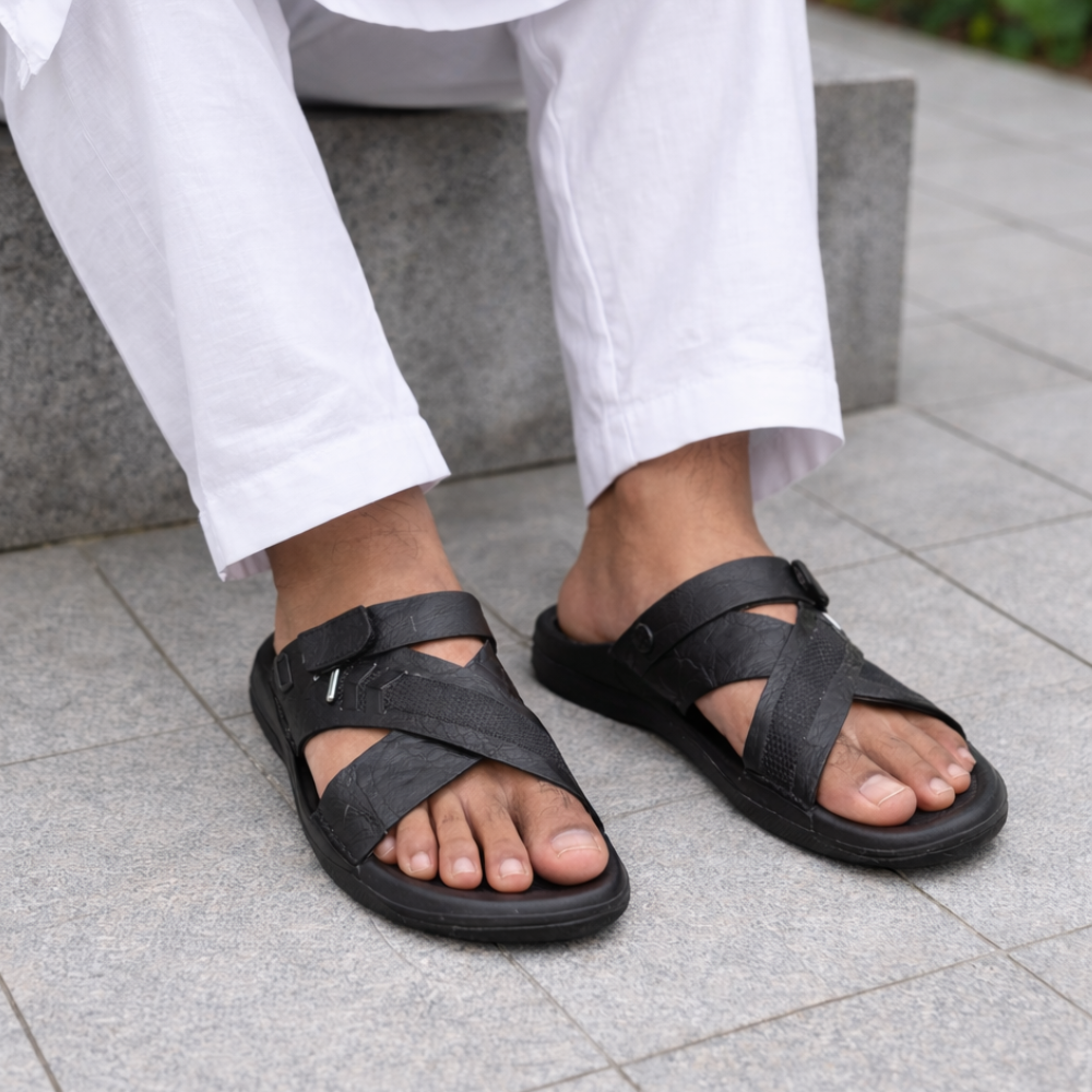 Nubuck Leather Crisscross Strap Sandal SB-S1052