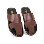 Chocolate Dual-Texture Leather Slide Sandal For Men SB-S1062