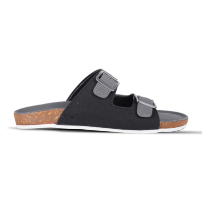Grey Double-Buckle Slide Sandal MF24