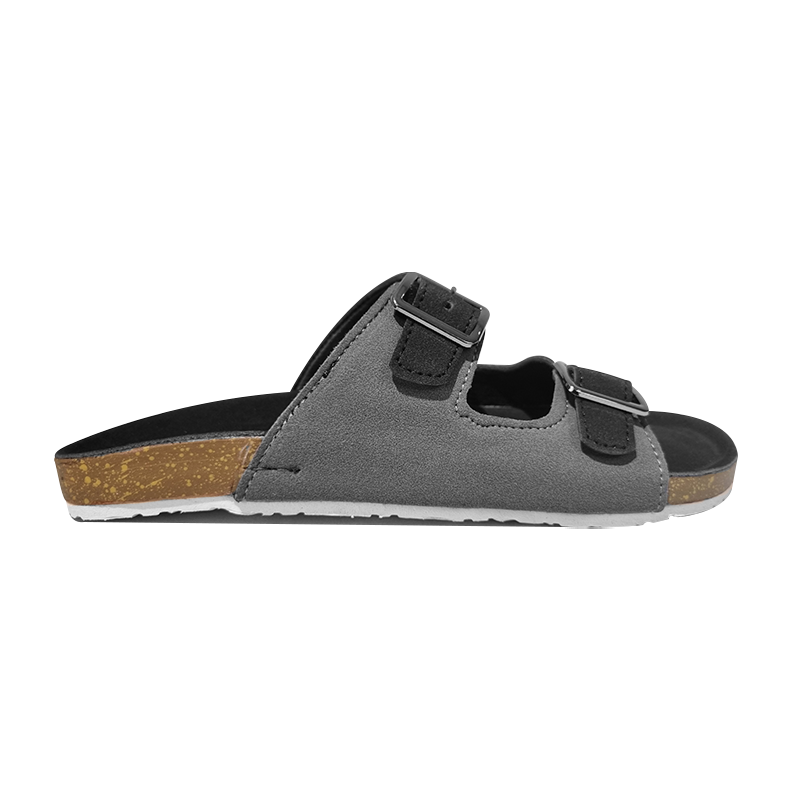 Black Double-Buckle Slide Sandal MF23