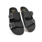Black Double-Buckle Slide Sandal MF23