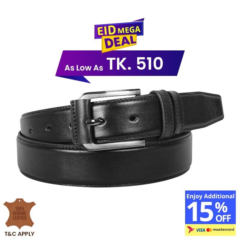 Classic Black Leather Belt For Men SB-B216
